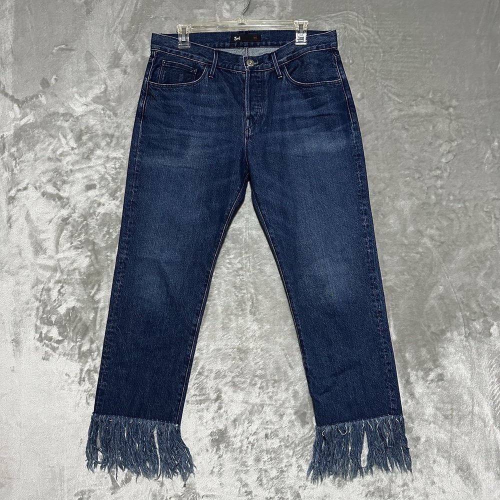 3x1 Fringe Cut Off Jeans Womens 29 Blue Dark Wash Lima Boho Cropped USA Made